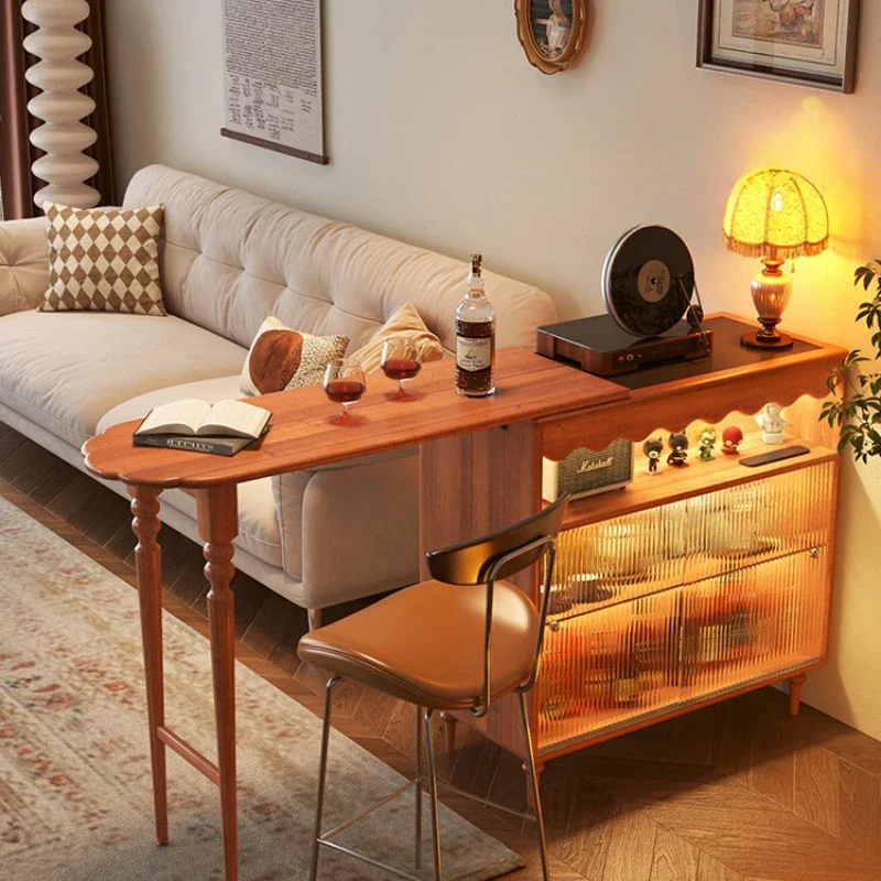 Solid wood bar table household small living room retractable retro partition cabinet integrated folding bar
Solid wood bar table household small living room retractable retro partition cabinet integrated folding bar