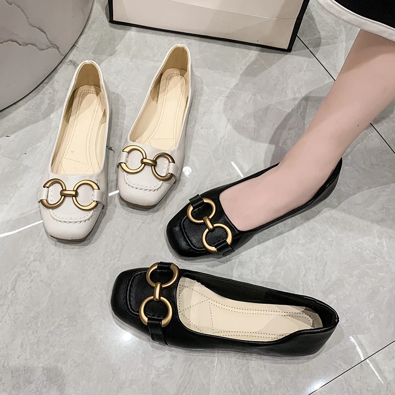 Ladies Flat Shoes Retro Square Toe Leather Loafers for Women 2024 Spring Casual Flats Footwear Elegant Metal Buckle Female Shoes
Ladies Flat Shoes Retro Square Toe Leather Loafers for Women 2024 Spring Casual Flats Footwear Elegant Metal Buckle Female Shoes