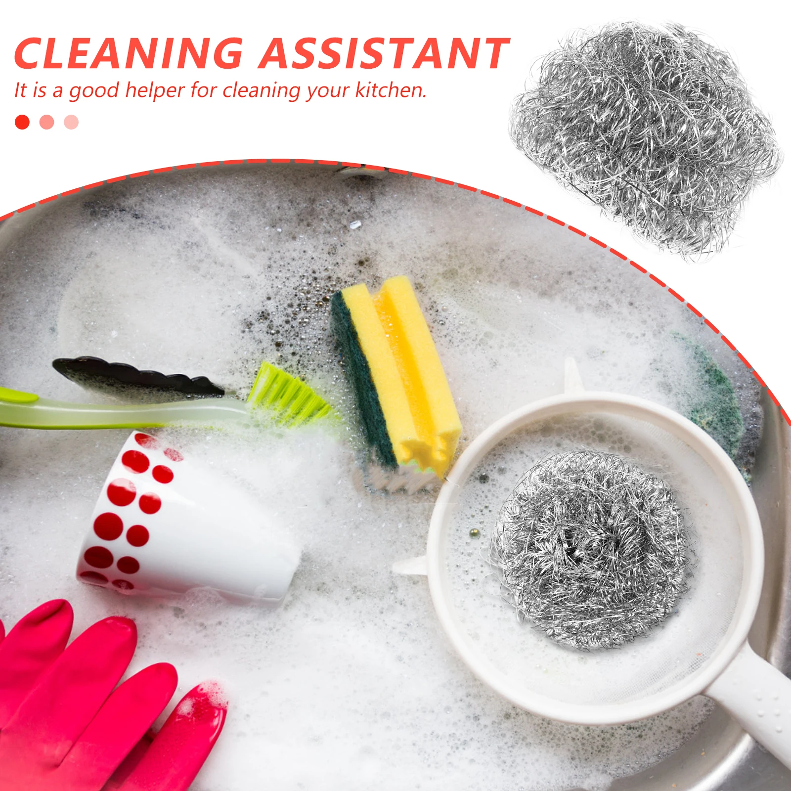 Чистящий шарик из нержавеющей стали, кухонный очиститель, инструмент для мытья посуды, нескользящий скруббер, мощная посуда 
Чистящий шарик из нержавеющей стали, кухонный очиститель, инструмент для мытья посуды, нескользящий скруббер, мощная посуда