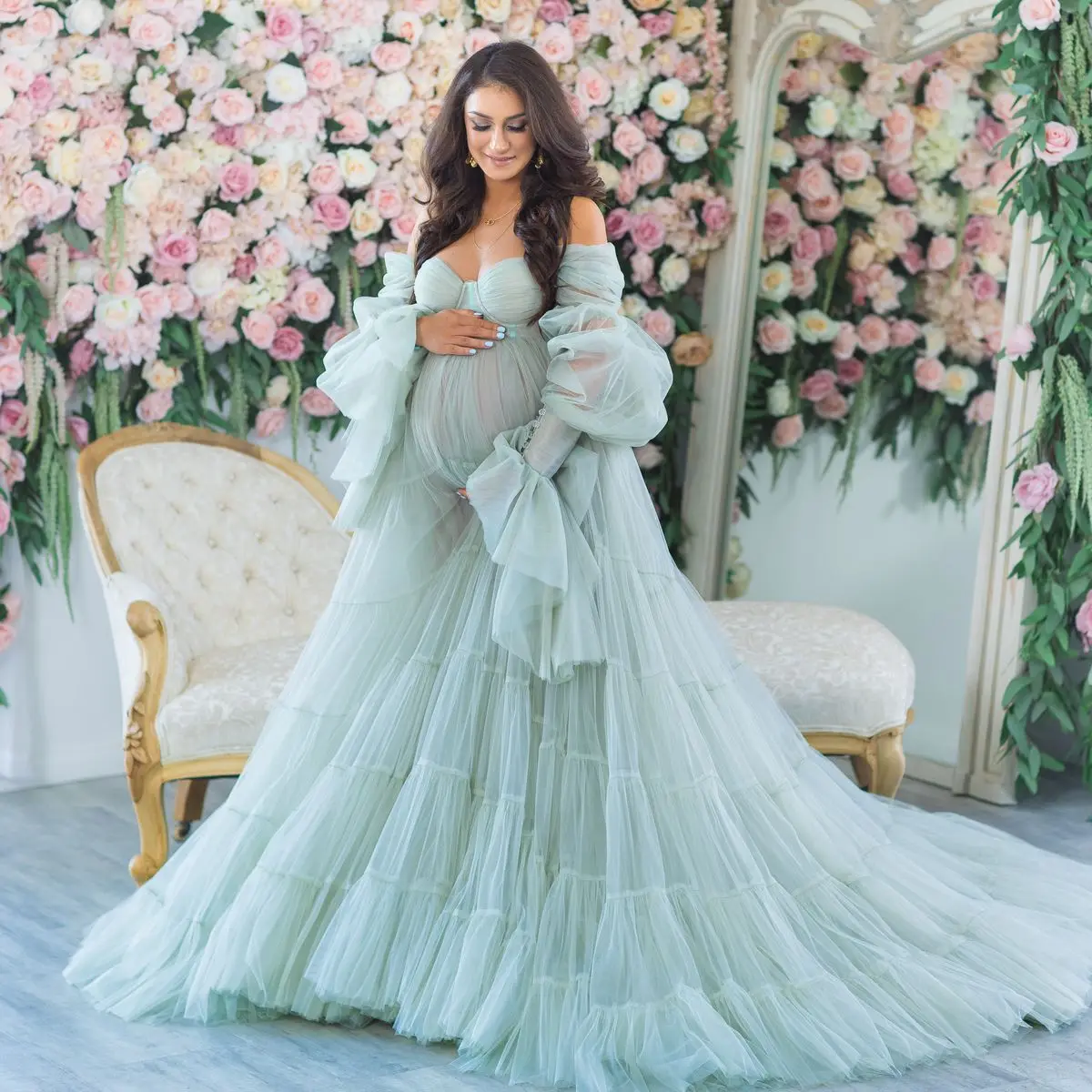 Bohemian Pleat Tulle Maternity Dresses Floor Length Prom Gown Sweetheart Off the Shoulder Photoshoot Boudoir Lingerie
Bohemian Pleat Tulle Maternity Dresses Floor Length Prom Gown Sweetheart Off the Shoulder Photoshoot Boudoir Lingerie