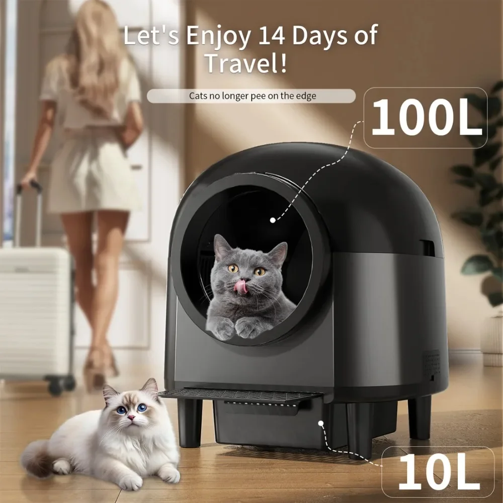 Modern Automatic Cat Litter Box, 100L Extra Large Self Cleaning Litter Box for Multiple Cats -WiFi APP Control
Modern Automatic Cat Litter Box, 100L Extra Large Self Cleaning Litter Box for Multiple Cats -WiFi APP Control