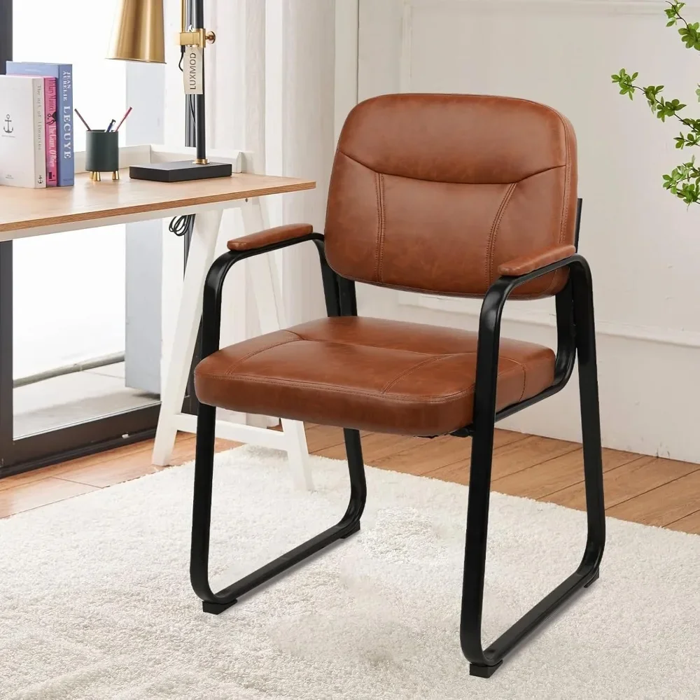 Waiting Room Reception Chairs No Wheel, Leather Guest Chair with Padded Arms, Modern Brown Office Desk Chairs, Waiting Chair
Waiting Room Reception Chairs No Wheel, Leather Guest Chair with Padded Arms, Modern Brown Office Desk Chairs, Waiting Chair