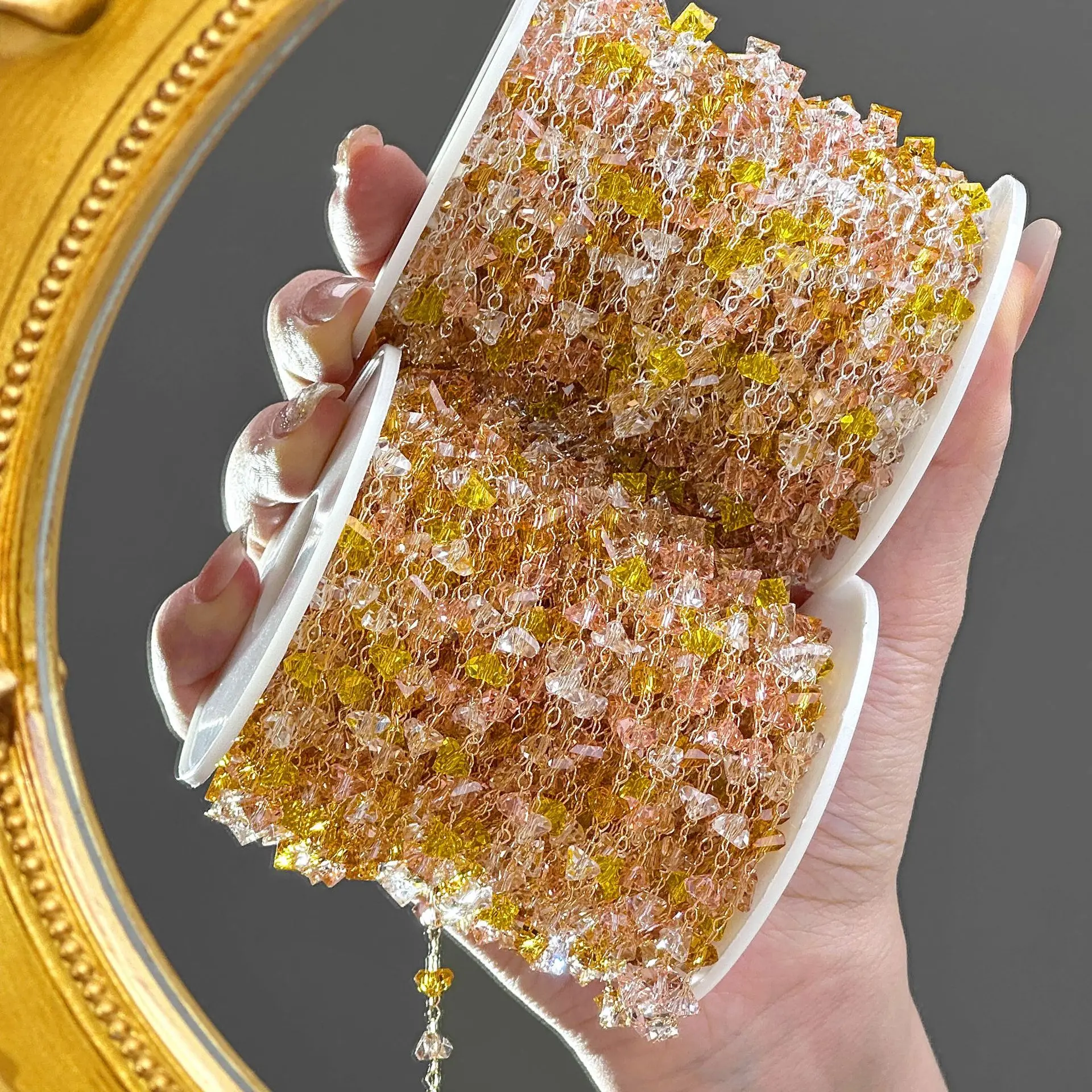 0.5/1/2M Transparent Triangular Crystal Handmade Copper Chain DIY Jewelry Accessories Bracelet Necklace Clothing Tassel Material
0.5/1/2M Transparent Triangular Crystal Handmade Copper Chain DIY Jewelry Accessories Bracelet Necklace Clothing Tassel Material