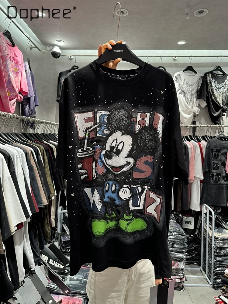 European Goods Spring and Summer New Heavy Industry Washing Cotton Half Sleeve Tops Women's Embroidery Cartoon T-shirt Y2k Top
European Goods Spring and Summer New Heavy Industry Washing Cotton Half Sleeve Tops Women's Embroidery Cartoon T-shirt Y2k Top