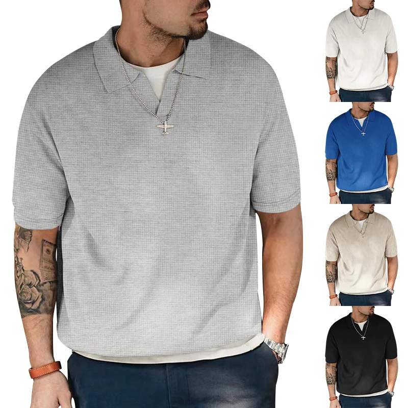 Summer Fashion Men's Polo Shirt Casual Men's Clothing Quality Waffle Fabric Lapel Short-sleeved Sweater Slim-fit Heavy T-shirt
Summer Fashion Men's Polo Shirt Casual Men's Clothing Quality Waffle Fabric Lapel Short-sleeved Sweater Slim-fit Heavy T-shirt