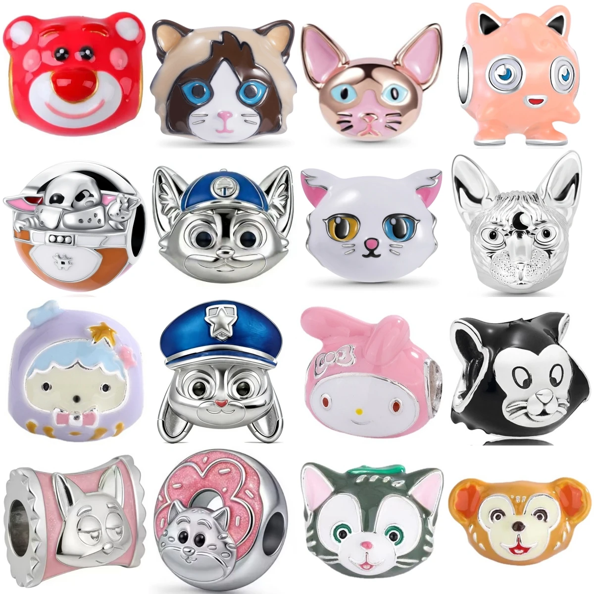 S925 Silver Cute Cartoon Animal Character Charms Lotso Bear Police Cat Pink Monster DIY Jewelry Accessories For Birthday Gift
S925 Silver Cute Cartoon Animal Character Charms Lotso Bear Police Cat Pink Monster DIY Jewelry Accessories For Birthday Gift