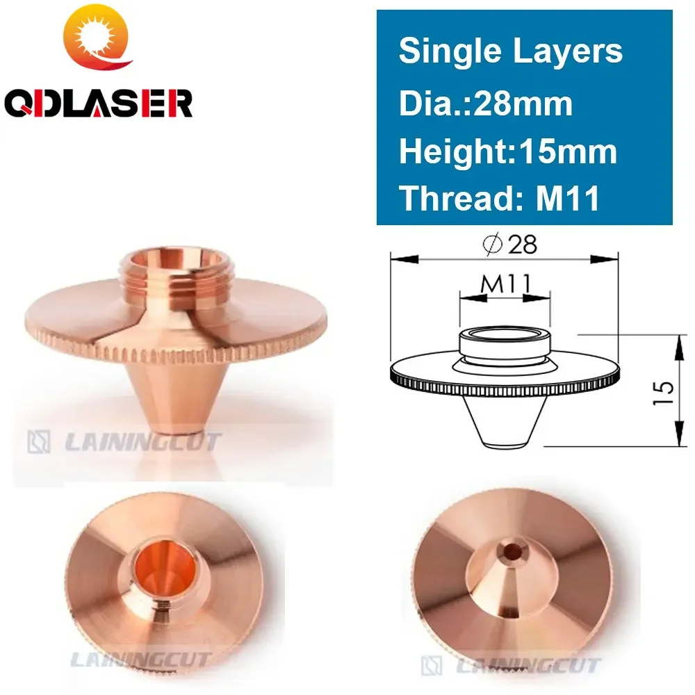 QDLASER Laser Bulge Nozzle Single Layer D28 H15 Caliber 0.8 - 4.0HD for Precitec 1064nm Fiber Laser Cutting Head
QDLASER Laser Bulge Nozzle Single Layer D28 H15 Caliber 0.8 - 4.0HD for Precitec 1064nm Fiber Laser Cutting Head
