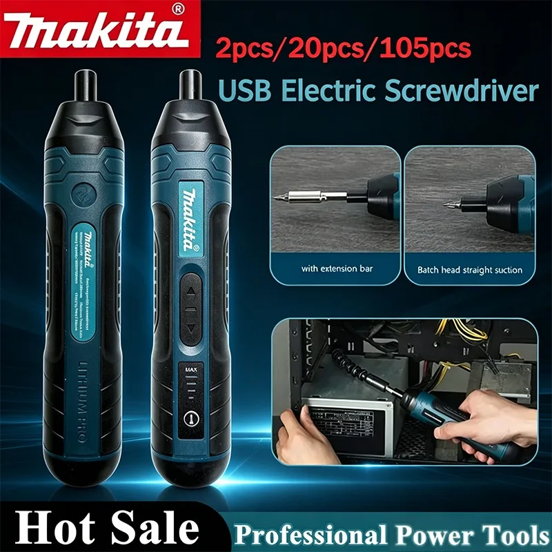Makita Cordless Electric Screwdriver Set - 2pcs/20pcs/105pcs 3.6V 5N.m Torque 1/4' Chuck 1300mAh Li-Ion Battery for Home Repair
Makita Cordless Electric Screwdriver Set - 2pcs/20pcs/105pcs 3.6V 5N.m Torque 1/4' Chuck 1300mAh Li-Ion Battery for Home Repair
