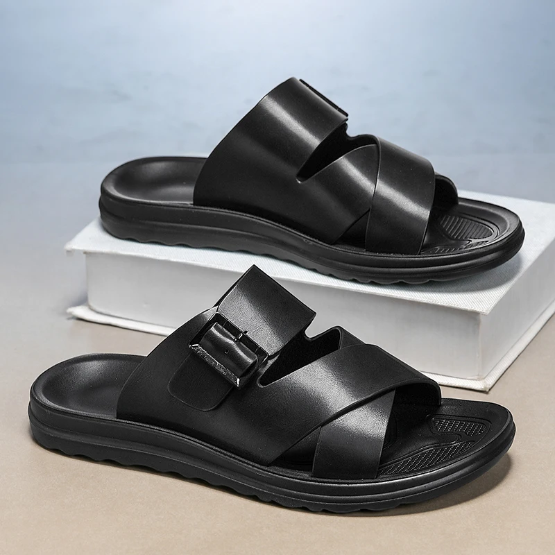 Men's Non-Slip Calf Leather Sandals Source Factory Slides Beach Slippers Outdoor Shoes Comfortable Breathable Summer Footwear
Men's Non-Slip Calf Leather Sandals Source Factory Slides Beach Slippers Outdoor Shoes Comfortable Breathable Summer Footwear