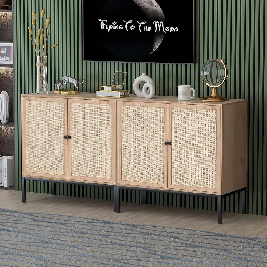 Set of Sideboard Storage Cabinet with Handmade Natural Rattan Doors, Rattan Cabinet Buffet Cabinet Console Credenza Buffet
Set of Sideboard Storage Cabinet with Handmade Natural Rattan Doors, Rattan Cabinet Buffet Cabinet Console Credenza Buffet