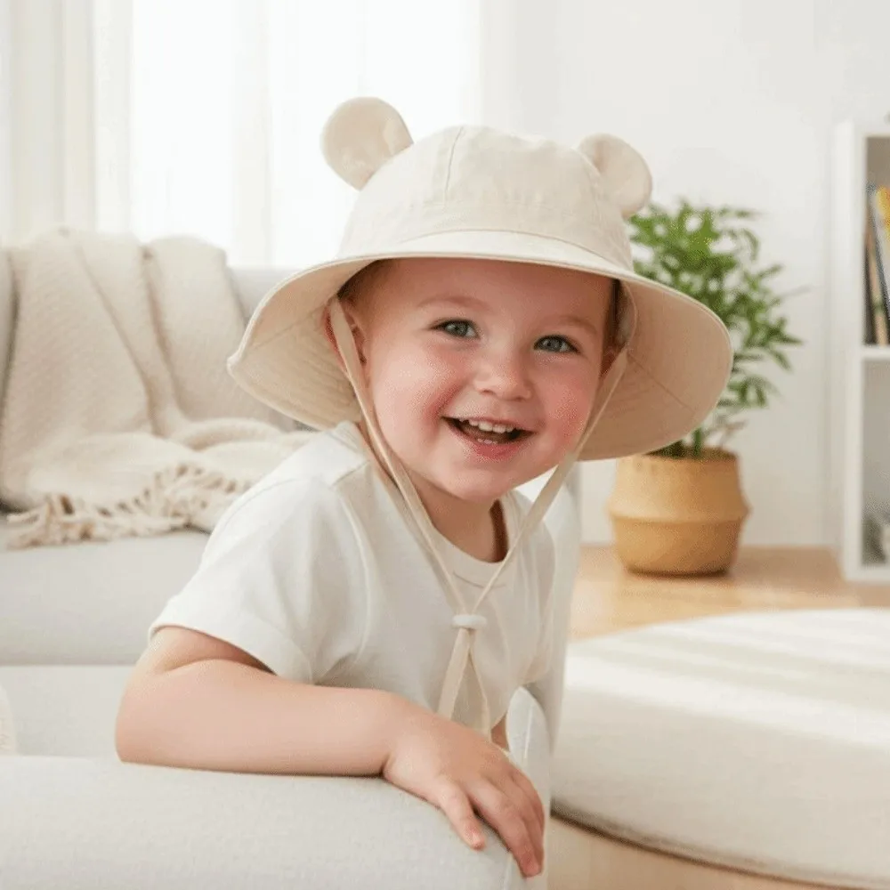 Breathable Children Fisherman Hat Solid Color Cartoon Bear Kids Sunshade Bucket Cap Soft Windproof Rope Folding Baby Sun Hat
Breathable Children Fisherman Hat Solid Color Cartoon Bear Kids Sunshade Bucket Cap Soft Windproof Rope Folding Baby Sun Hat