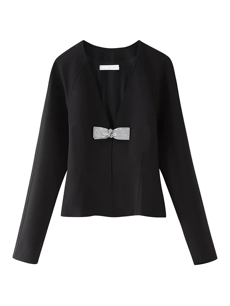 Stylish Lady Fashion Jewelry Bow Decoration Button Black Slim Tops Girls O-Neck Long Sleeve Summer Casual Blouse
Stylish Lady Fashion Jewelry Bow Decoration Button Black Slim Tops Girls O-Neck Long Sleeve Summer Casual Blouse