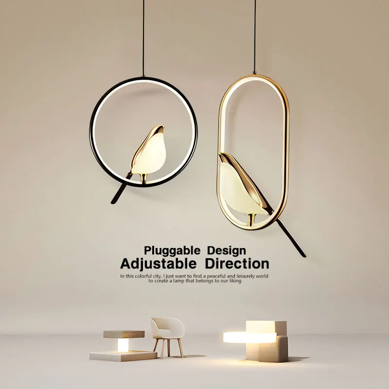 Скандинавская светодиодная вращающаяся люстра с птицей для обеденного стола, лестничного прохода, бара, черное золото, серебряное кольцо, акриловый абажур, подвесное освещение 
Скандинавская светодиодная вращающаяся люстра с птицей для обеденного стола, лестничного прохода, бара, черное золото, серебряное кольцо, акриловый абажур, подвесное освещение