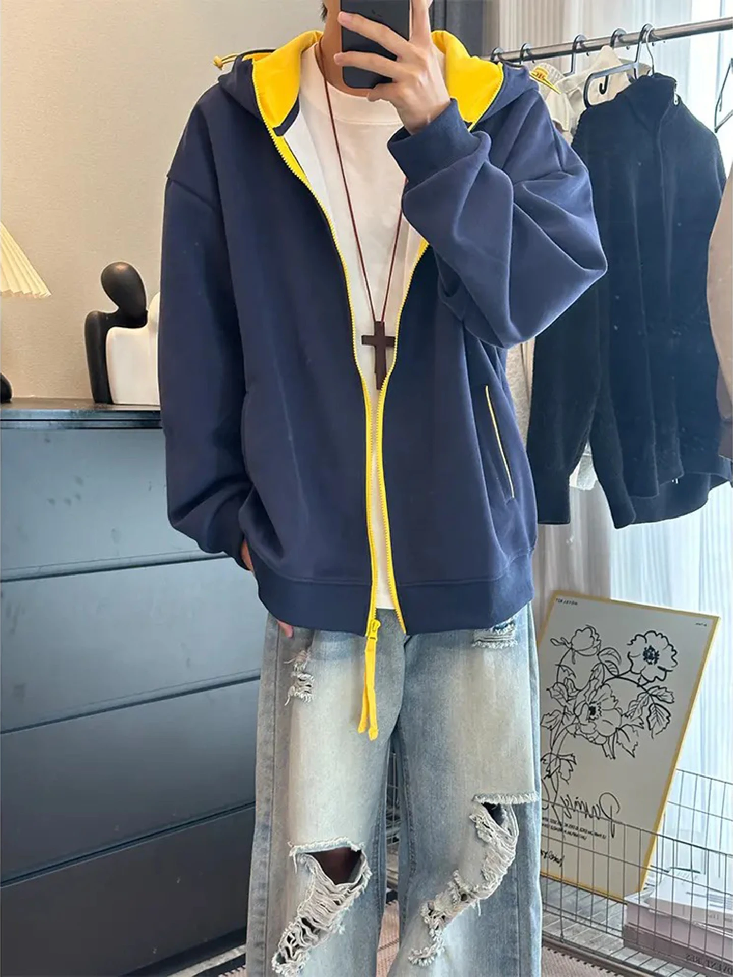 American Sle Men's Hoodie Sweatirt Trendy Splicing Design k Blue Casual Long Sve Zipper Pullover Autumn Wear
American Sle Men's Hoodie Sweatirt Trendy Splicing Design k Blue Casual Long Sve Zipper Pullover Autumn Wear