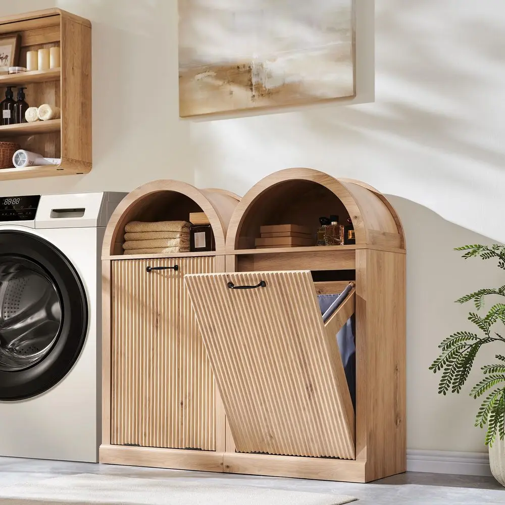 Arched TiltOut Trash Can Cabinet, Fluted 10 Gallon Trash Can Cabinet Set of 2, Modern Laundry Hamper, Hidden Garbage with Stora
Arched TiltOut Trash Can Cabinet, Fluted 10 Gallon Trash Can Cabinet Set of 2, Modern Laundry Hamper, Hidden Garbage with Stora