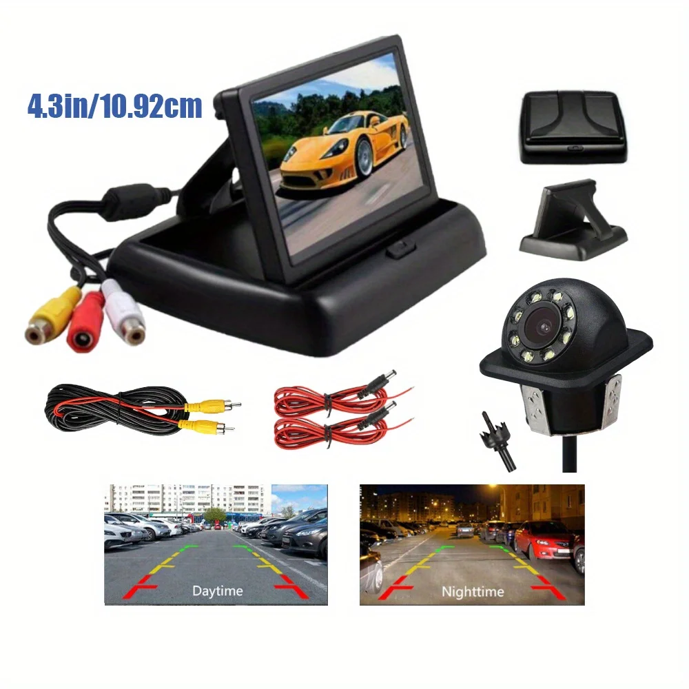 4.3inch Foldable Display with Car Rearview Camera Kit - Ultra-Clear Reverse Monitor, Suitable for Sedans, SUVs, Trucks, RVs, etc
4.3inch Foldable Display with Car Rearview Camera Kit - Ultra-Clear Reverse Monitor, Suitable for Sedans, SUVs, Trucks, RVs, etc