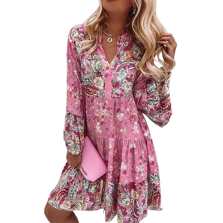 【New style】Women's clothing spring and autumn new style Sen large size women's dress V-neck printed flared sleeve dress
【New style】Women's clothing spring and autumn new style Sen large size women's dress V-neck printed flared sleeve dress