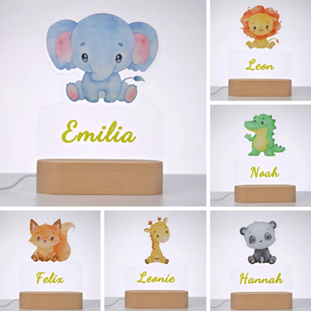 Personalized Baby Cute Animal Elephant Lion LED USB 7 Colors Baby Night Light Custom Name Acrylic Lamp For Kids Children Bedroom
Personalized Baby Cute Animal Elephant Lion LED USB 7 Colors Baby Night Light Custom Name Acrylic Lamp For Kids Children Bedroom