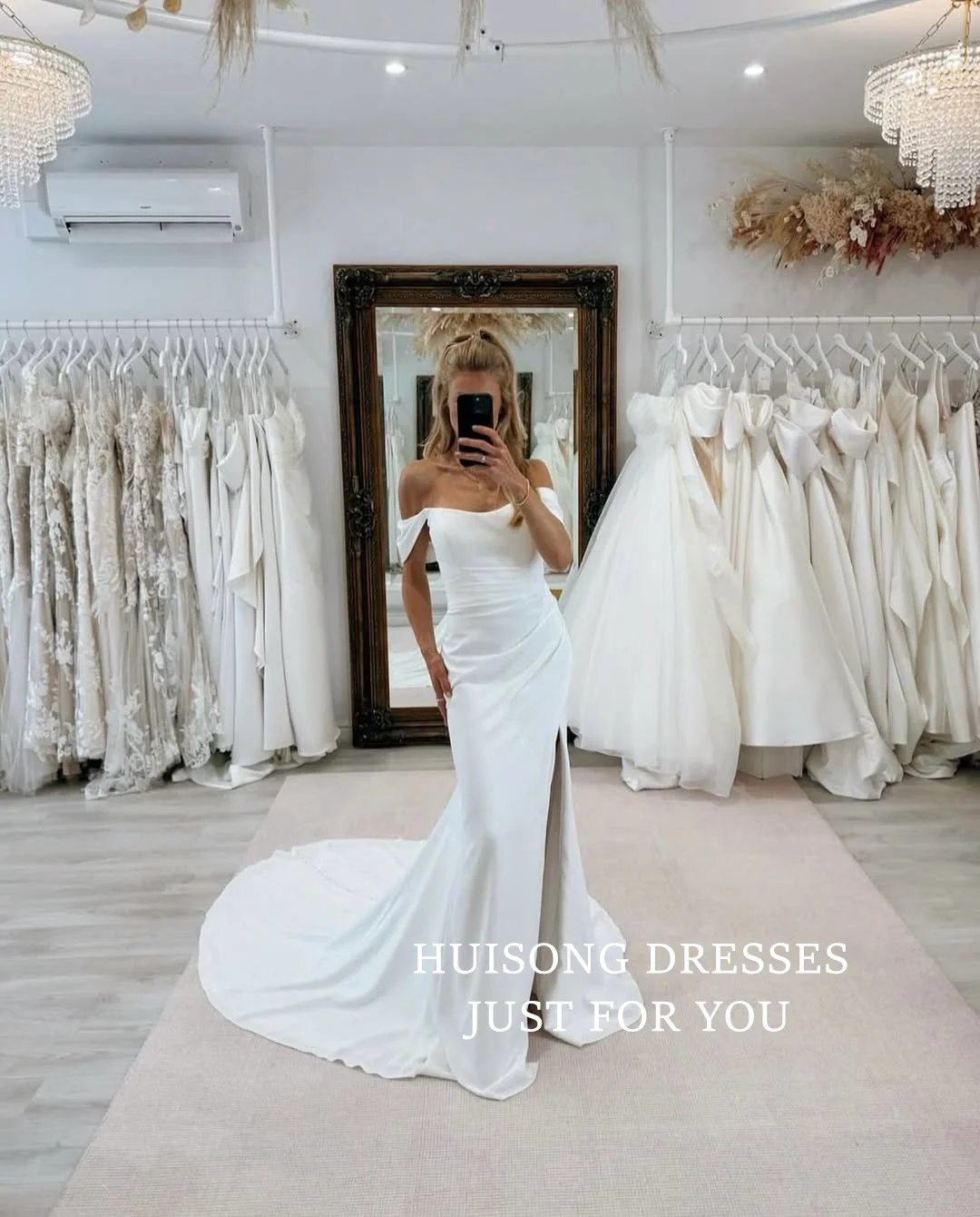HUISONG Customized Satin Mermaid Wedding Dresses Off the Shoulder Sleeveless Side Split Beach Bridal Gown vestidos de novia
HUISONG Customized Satin Mermaid Wedding Dresses Off the Shoulder Sleeveless Side Split Beach Bridal Gown vestidos de novia