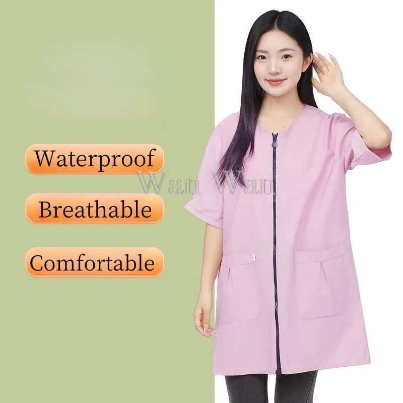 Short Sleeve Waterproof Work Clothes Summer Pet Grooming Clothing Pet Store Uniform Hair Salon Haircut Smock Hairdresser Robe
Short Sleeve Waterproof Work Clothes Summer Pet Grooming Clothing Pet Store Uniform Hair Salon Haircut Smock Hairdresser Robe