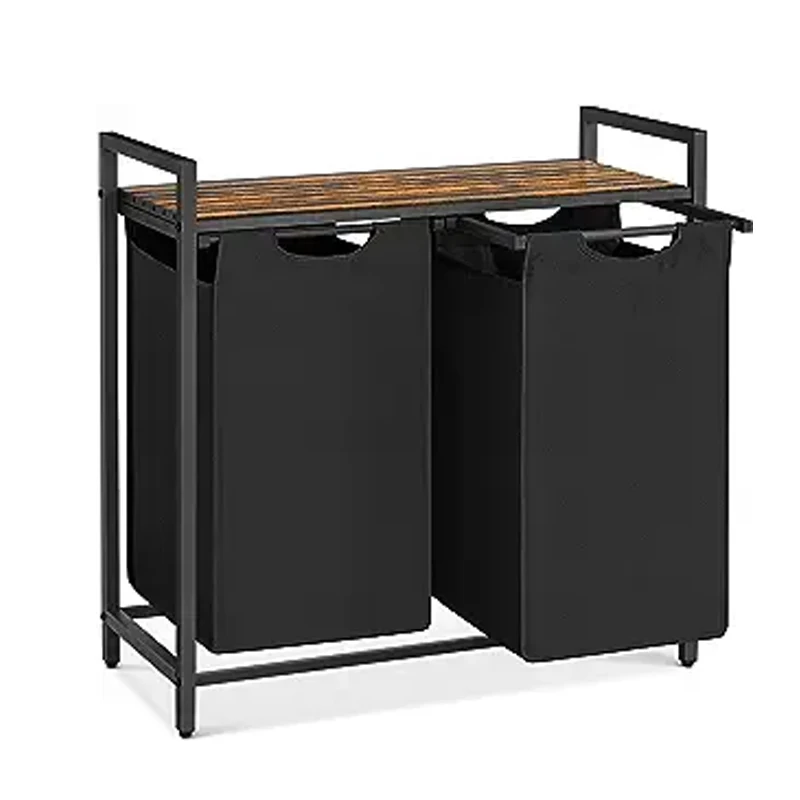Laundry Hamper, Laundry Basket, Laundry Sorter with 2 Pull-Out and Removable Bags, Shelf, Metal Frame, Rustic Brown and Black
Laundry Hamper, Laundry Basket, Laundry Sorter with 2 Pull-Out and Removable Bags, Shelf, Metal Frame, Rustic Brown and Black