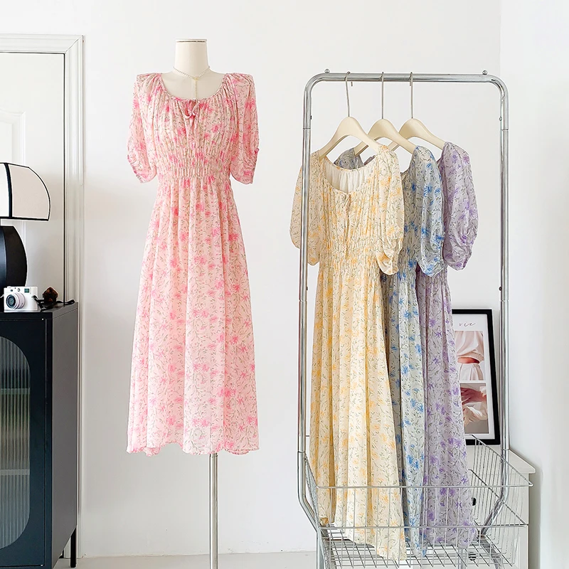 Fashion Elegant Slim Short Sleeve O-Neck Women's Summer New 2023 Printed Chiffon Dress Long Elastic Waist Floral Dress
Fashion Elegant Slim Short Sleeve O-Neck Women's Summer New 2023 Printed Chiffon Dress Long Elastic Waist Floral Dress