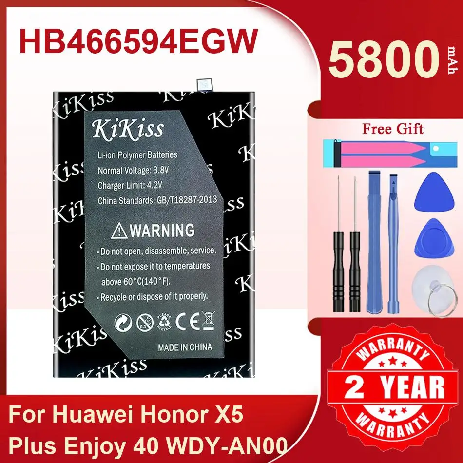 Аккумулятор Kikiss 5800 мАч HB466594EGW для Huawei Honor X5 Plus Enjoy 40 WDY-AN00
Аккумулятор Kikiss 5800 мАч HB466594EGW для Huawei Honor X5 Plus Enjoy 40 WDY-AN00