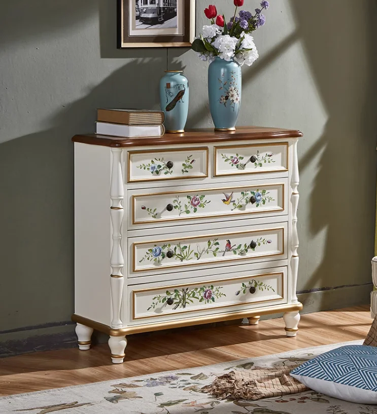 American solid wood painted master bedroom bedside storage cabinet drawer living room wall five bucket locker
American solid wood painted master bedroom bedside storage cabinet drawer living room wall five bucket locker