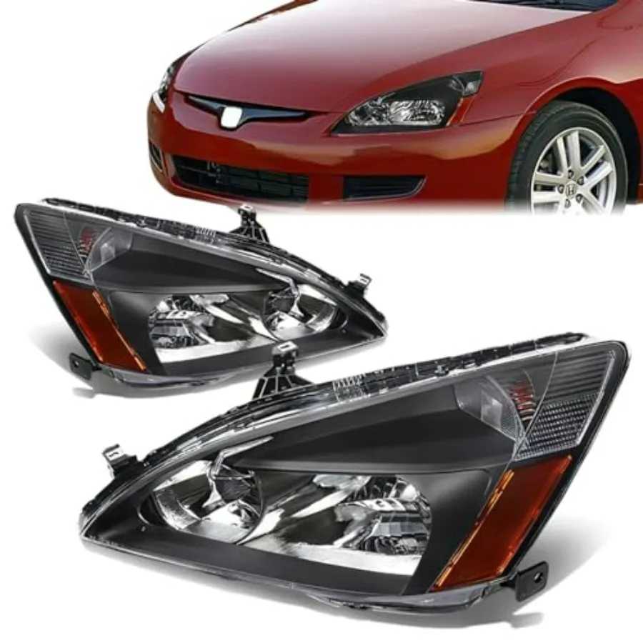 Headlight Assembly Compatible with Honda Accord 2003-2007 Black Housing Amber Corner Left Right Headlamp Set Factory Style HO25
Headlight Assembly Compatible with Honda Accord 2003-2007 Black Housing Amber Corner Left Right Headlamp Set Factory Style HO25
