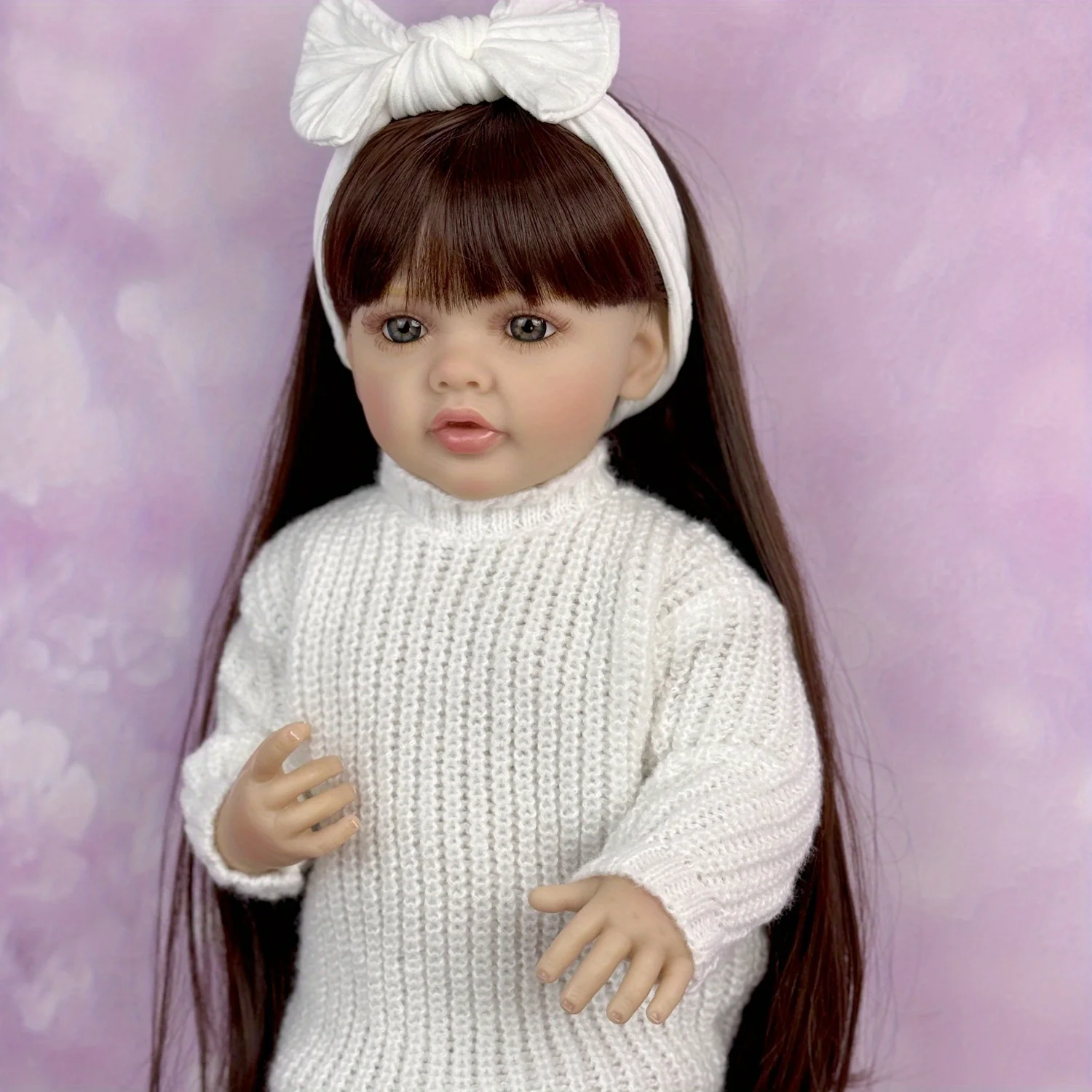BZDOLL 55cm 22in Full Vinyl Reborn Girl Doll, Long Brown Hair Princess, Handmade Dress Up Toy, Lovely Birthday Gift
BZDOLL 55cm 22in Full Vinyl Reborn Girl Doll, Long Brown Hair Princess, Handmade Dress Up Toy, Lovely Birthday Gift