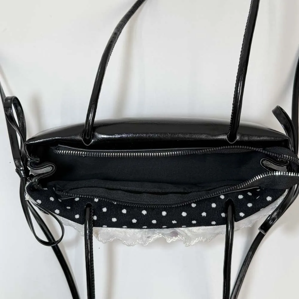 Portable Sweet French Stick Handbag Bow Lace Polka Dot Underarm Bags Large Capacity Korean Style PU Shoulder Bag Work 
Portable Sweet French Stick Handbag Bow Lace Polka Dot Underarm Bags Large Capacity Korean Style PU Shoulder Bag Work