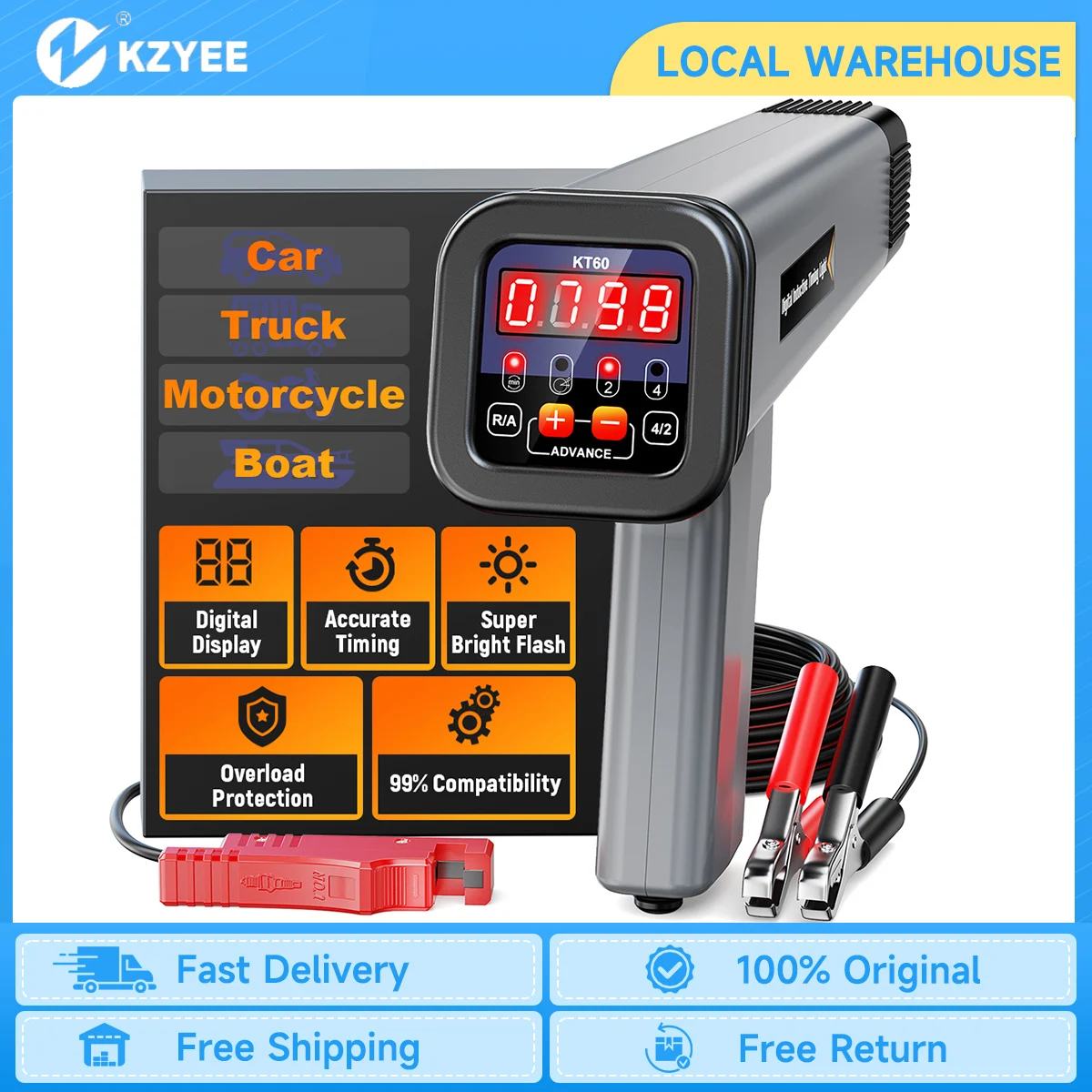 KZYEE KT60 автомобильный цифровой светильник зажигания 12 В автомобильная стробоскопическая лампа детектор калибровка двигателя инструмент синхронизации зажигания для мотоцикла
KZYEE KT60 автомобильный цифровой светильник зажигания 12 В автомобильная стробоскопическая лампа детектор калибровка двигателя инструмент синхронизации зажигания для мотоцикла