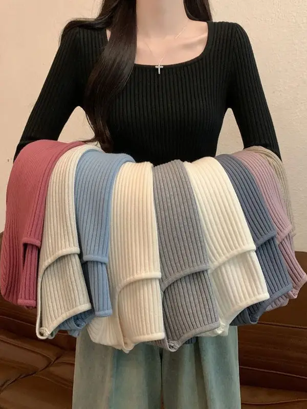 Women's Long Sleeve Knitted Base Shirt Square Collar Filling Thread Soft French Style Slim Fit Autumn Winter New Style Inner ...
Women's Long Sleeve Knitted Base Shirt Square Collar Filling Thread Soft French Style Slim Fit Autumn Winter New Style Inner ...