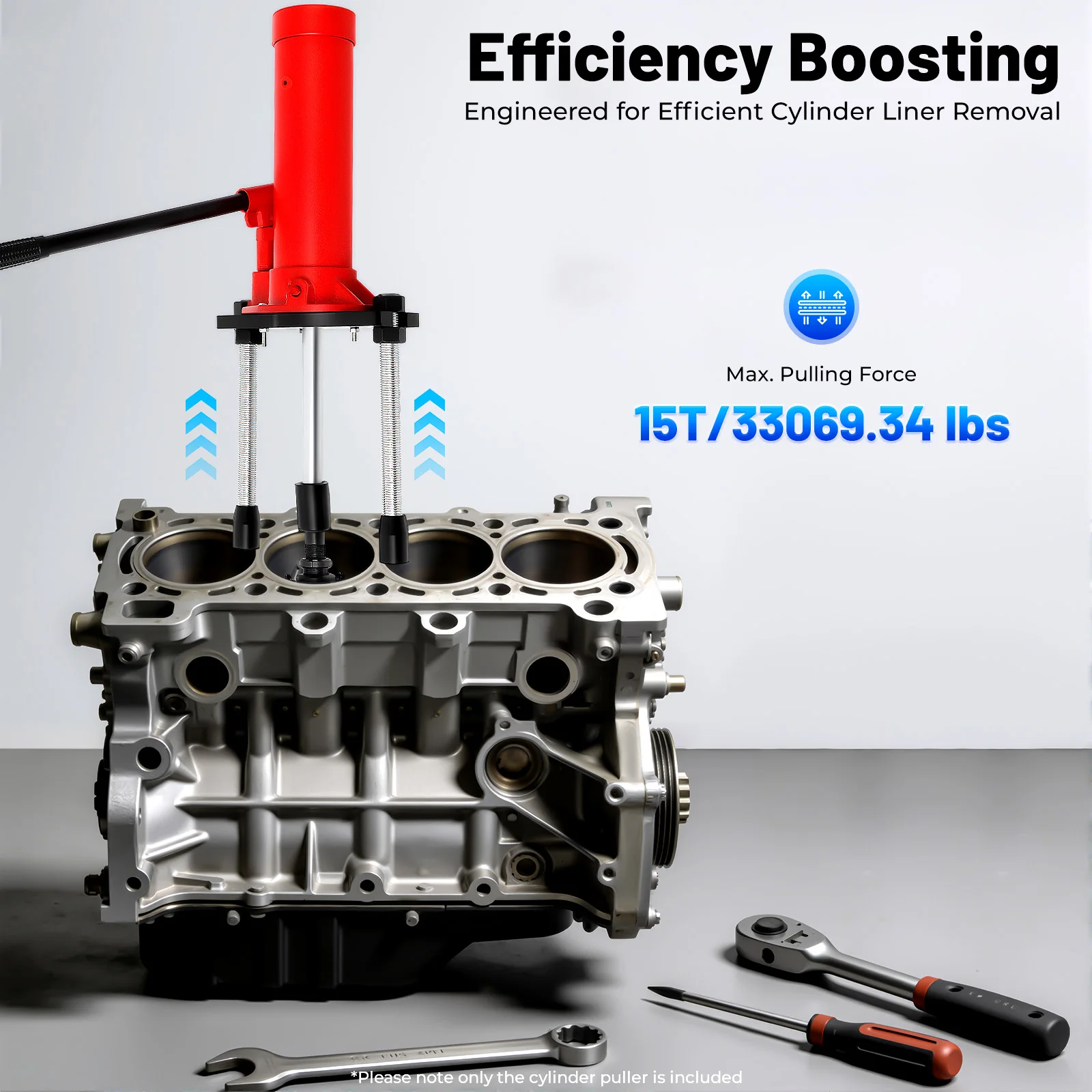High Efficiency Cylinder Puller, 15T Hydraulic Cylinder Liner Puller Tool, For 3.15-5.51in Cylinder Liner Inner Diameter
High Efficiency Cylinder Puller, 15T Hydraulic Cylinder Liner Puller Tool, For 3.15-5.51in Cylinder Liner Inner Diameter