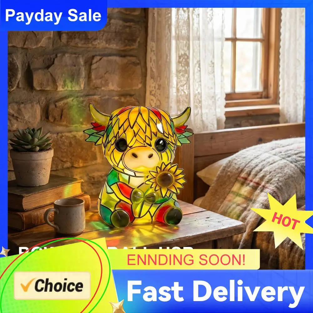 Resin Sunflower Highland Cow Animal Night Lamp with USB Ports Cute Bedside Lamp for Home Office Bedroom Living Room Desk Decor
Resin Sunflower Highland Cow Animal Night Lamp with USB Ports Cute Bedside Lamp for Home Office Bedroom Living Room Desk Decor