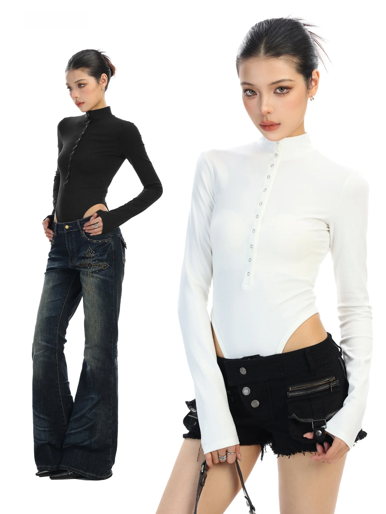 Slim Fit Long Sve T-irt Women's Spring Season Button up High Collar Underwear Base irt Top by BIGGOLD
Slim Fit Long Sve T-irt Women's Spring Season Button up High Collar Underwear Base irt Top by BIGGOLD