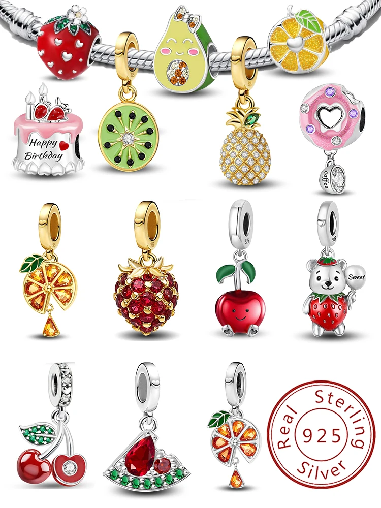 925 Sterling Silver Cherry Pineapple Strawberry Pink Cake Pendant Charm Ball Suitable for Bracelets DIY Women's Jewelry
925 Sterling Silver Cherry Pineapple Strawberry Pink Cake Pendant Charm Ball Suitable for Bracelets DIY Women's Jewelry