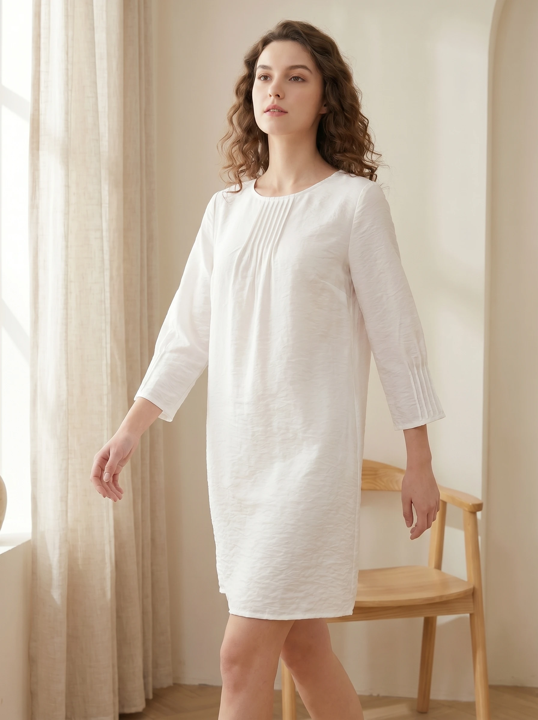 Gadinus Women's Minimalist Long Sleeve Straight Dress Pleated Detail Crew Neck Casual Midi Dress
Gadinus Women's Minimalist Long Sleeve Straight Dress Pleated Detail Crew Neck Casual Midi Dress