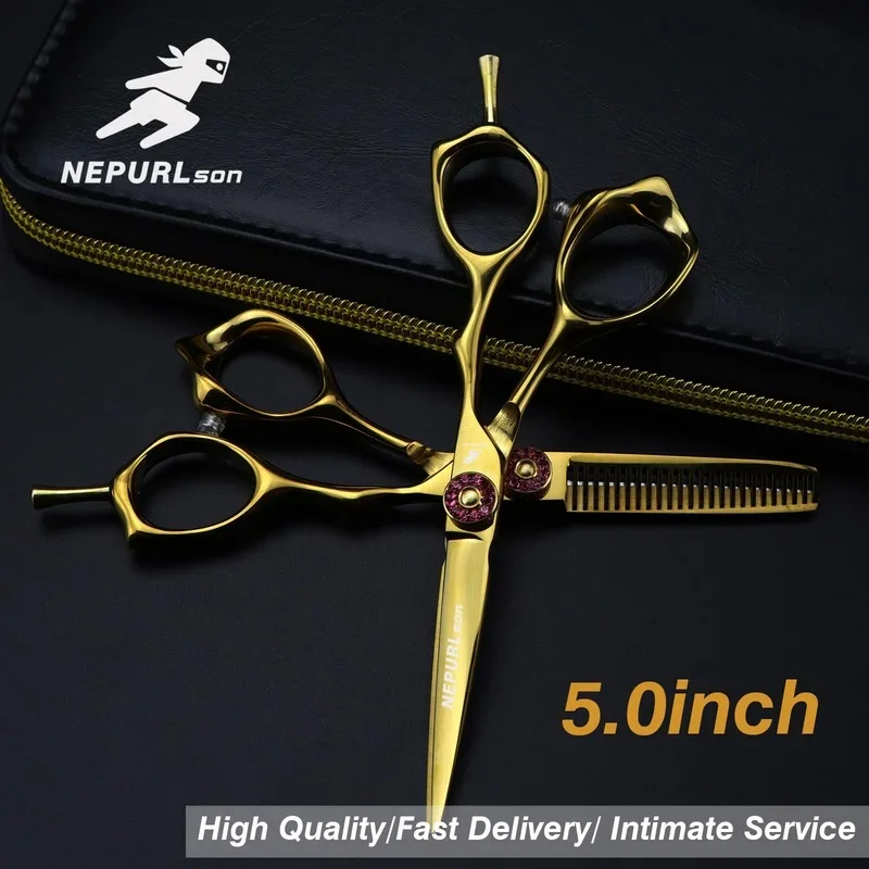 Professional 5 Inch Golden Hair Scissors Set Barber Cutting Thinning Shears Hairdressing Scissors Tijeras
Professional 5 Inch Golden Hair Scissors Set Barber Cutting Thinning Shears Hairdressing Scissors Tijeras