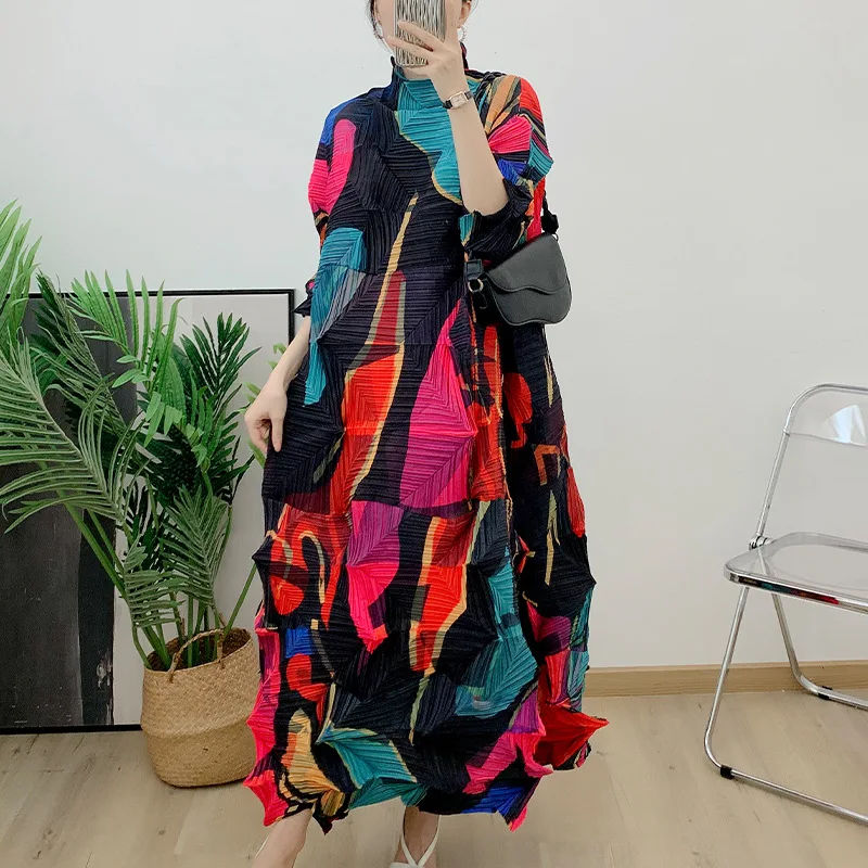 Printed Pleated Irregular Diamond Pleated Long Dress 2023 Autumn New Design Loose Dress Large Size Women's Fashion
Printed Pleated Irregular Diamond Pleated Long Dress 2023 Autumn New Design Loose Dress Large Size Women's Fashion