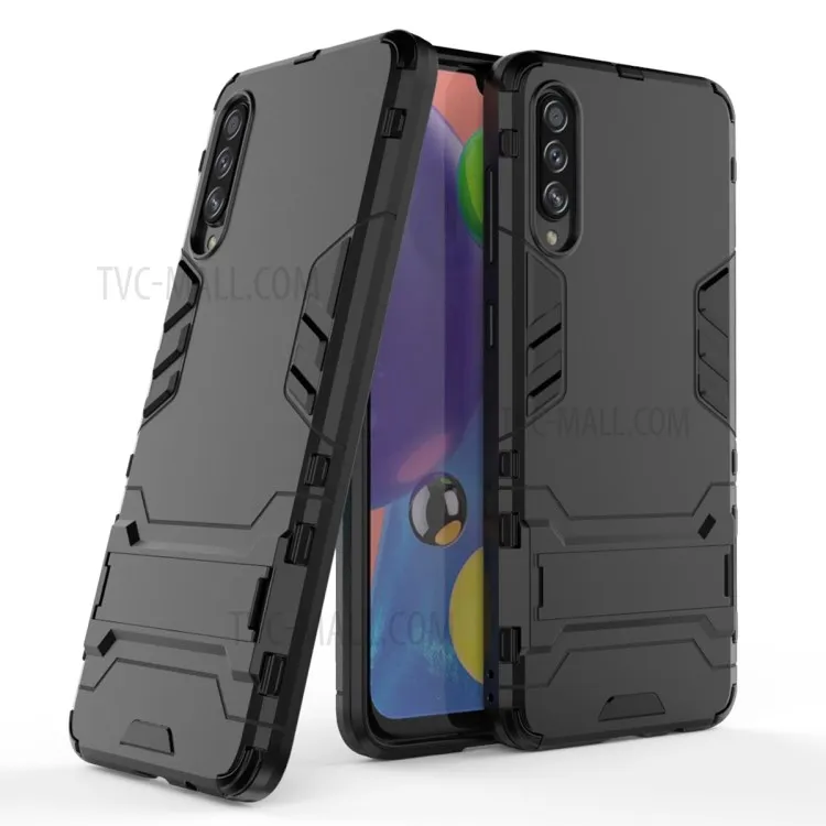 2-in-1 Plastic + TPU Phone Cover Case with Kickstand for Samsung Galaxy A70s - Black
2-in-1 Plastic + TPU Phone Cover Case with Kickstand for Samsung Galaxy A70s - Black