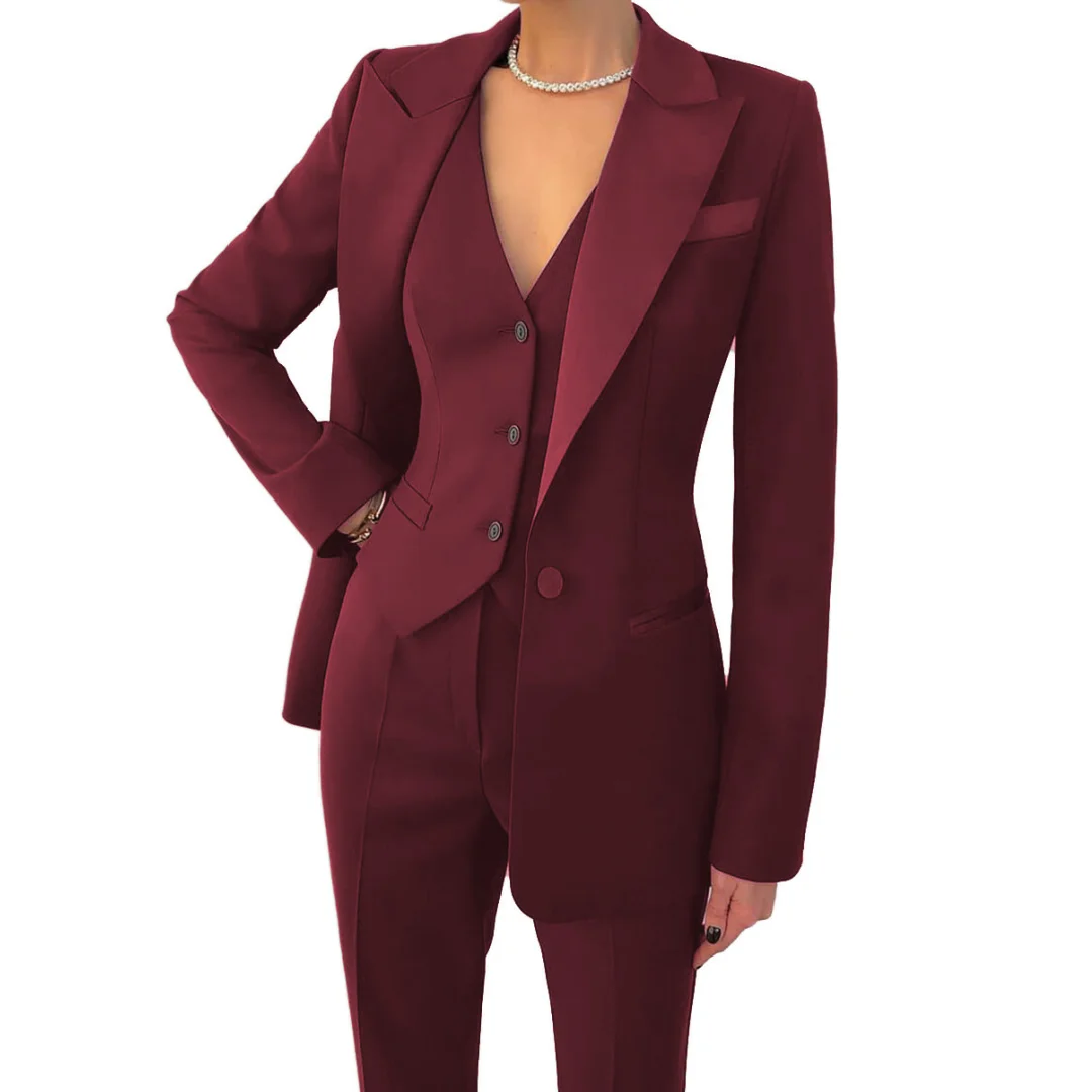 Women Suits 3 Pieces Burgundy Solid Single Button For Business Banquet Formal Work Office Daily Jacket Vest With Pants
Women Suits 3 Pieces Burgundy Solid Single Button For Business Banquet Formal Work Office Daily Jacket Vest With Pants