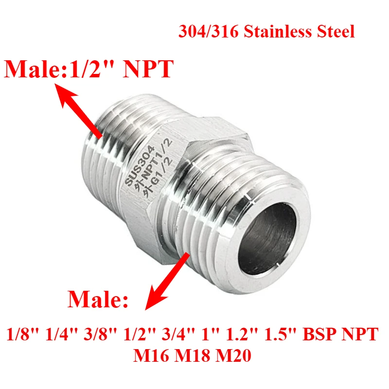 1/2 "NPT «папа-папа» M16 M18-20 1/8 "1/4" 3/8 "-1" BSP NPT шестигранная ниппельная муфта, переходник для фитинга из нержавеющей стали 304
1/2 "NPT «папа-папа» M16 M18-20 1/8 "1/4" 3/8 "-1" BSP NPT шестигранная ниппельная муфта, переходник для фитинга из нержавеющей стали 304
