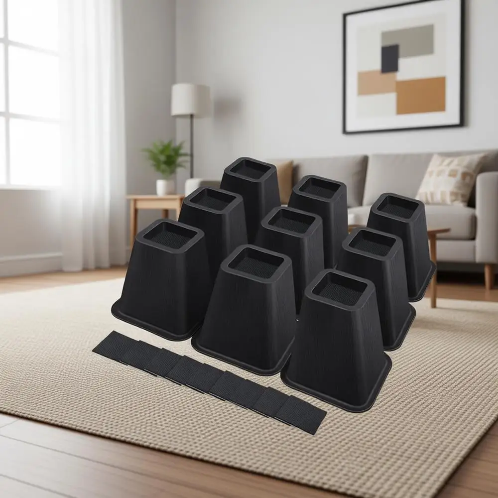 6-Inch Sturdy Bed, Furniture, Desk, Chair, and Sofa Risers - Supports 2200 lbs per Leg (9-Pack Black)
6-Inch Sturdy Bed, Furniture, Desk, Chair, and Sofa Risers - Supports 2200 lbs per Leg (9-Pack Black)