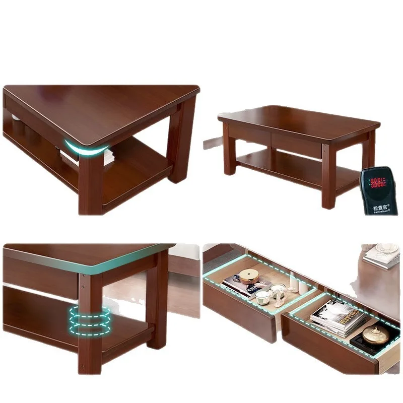 Simple modern living room solid wood coffee table, small apartment household rectangular simple double-layer storage tea table
Simple modern living room solid wood coffee table, small apartment household rectangular simple double-layer storage tea table