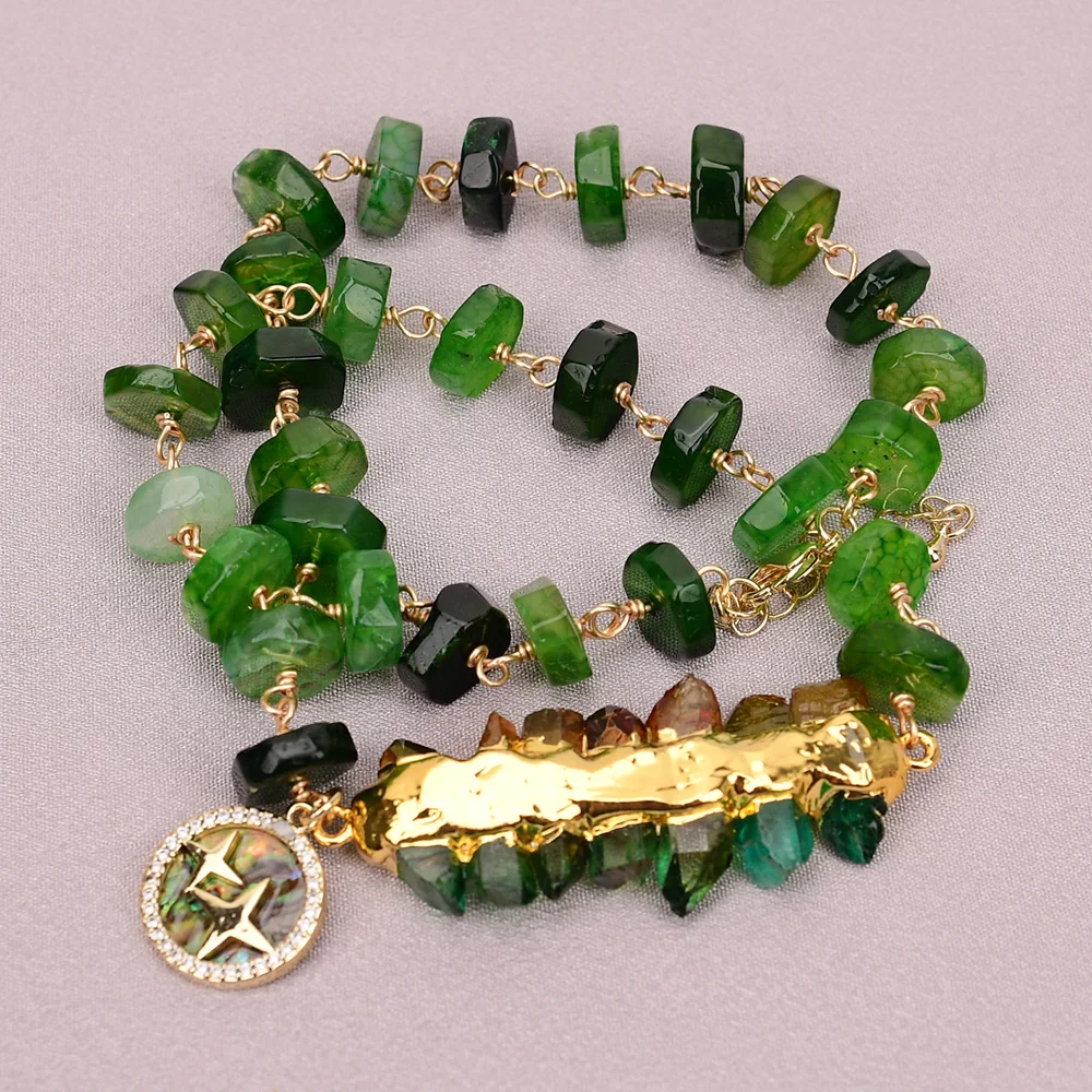 G-G 18'' Natural Green Fire Agate Stone Faceted Abacus Beads Necklace Green Quartz Paua Abalone Shell Pendant
G-G 18'' Natural Green Fire Agate Stone Faceted Abacus Beads Necklace Green Quartz Paua Abalone Shell Pendant