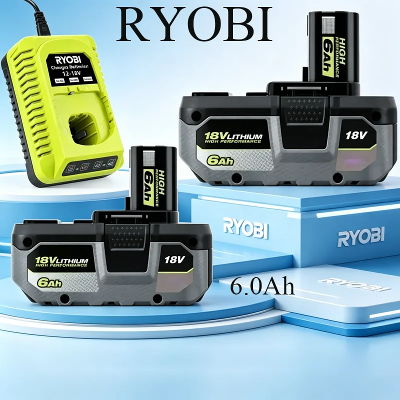 RYOBI high-performance lithium ion battery 18V 6.0Ah with no memory effect and low self discharge for all tools P104, P107 P108
RYOBI high-performance lithium ion battery 18V 6.0Ah with no memory effect and low self discharge for all tools P104, P107 P108