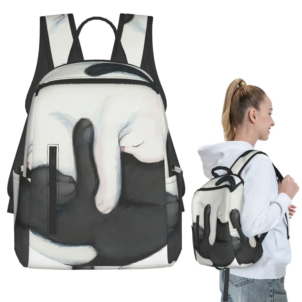 Black Cat And White Cat Print Backpack Student BookBag Children School Bag Computer Shoulder Bags Boys Girls
Black Cat And White Cat Print Backpack Student BookBag Children School Bag Computer Shoulder Bags Boys Girls