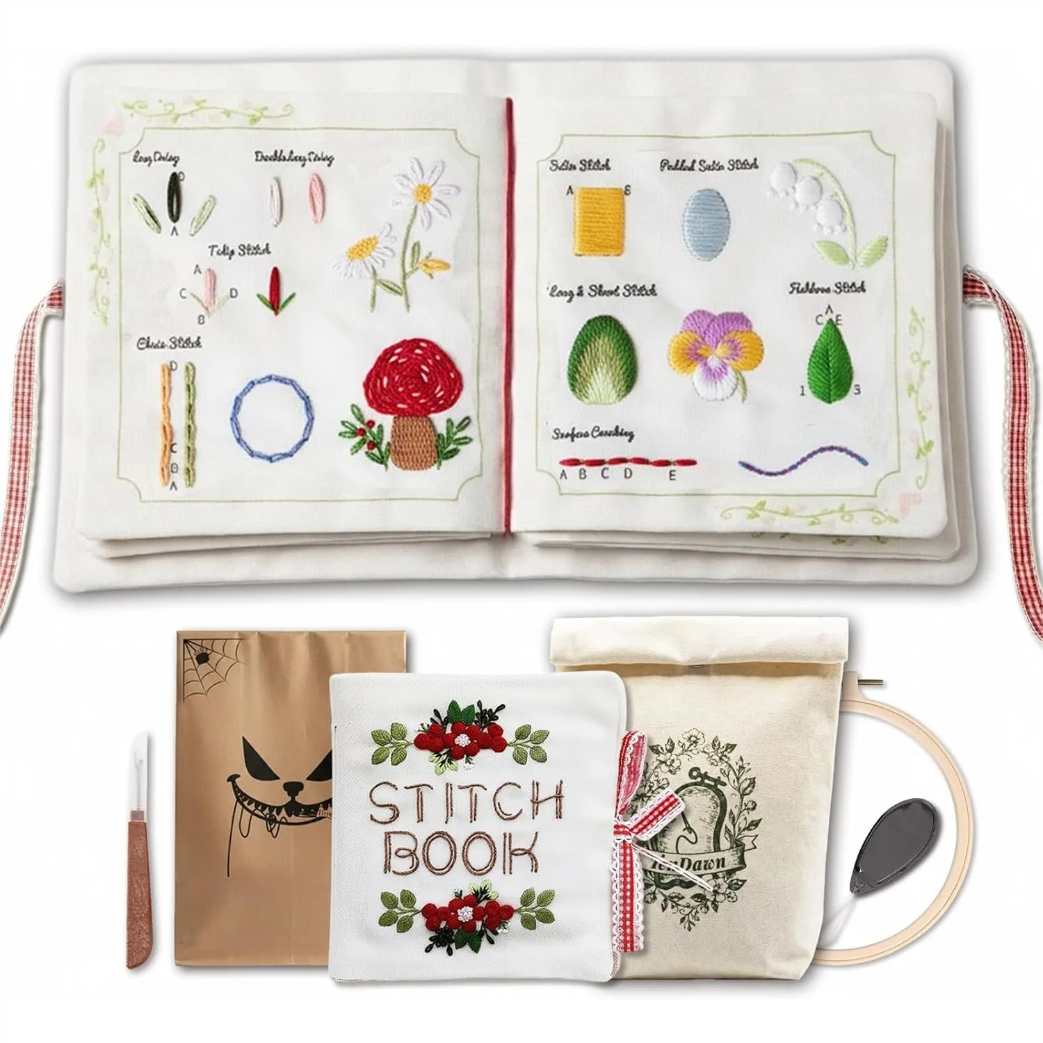 Embroidery Stitch Book for Beginners, 32 Essential Stitches in Structured Learning Order, DIY Sewing Kit with Fabric Pages and
Embroidery Stitch Book for Beginners, 32 Essential Stitches in Structured Learning Order, DIY Sewing Kit with Fabric Pages and