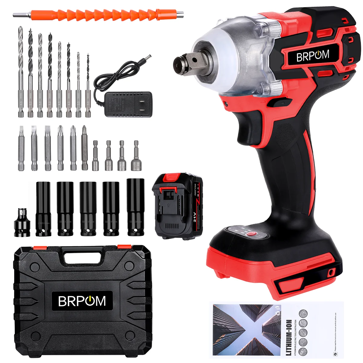 320N.M Brushless Electric Impact Wrench Cordless 1/2inch Screwdriver Power Tool Sockets Wrench Set for Makita 18V Battery
320N.M Brushless Electric Impact Wrench Cordless 1/2inch Screwdriver Power Tool Sockets Wrench Set for Makita 18V Battery